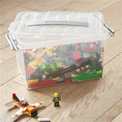 Box with handle, 6L, Q-LINE BOX, 30,7 x 20 x H 14,3 cm, Clear / Silver Grey