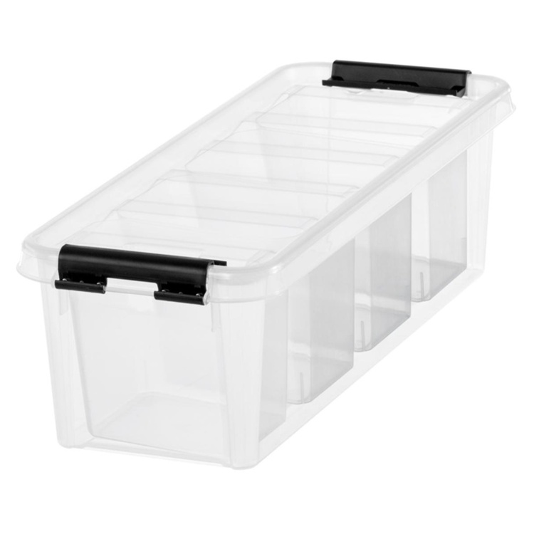 Box for Organizing, 4 Inserts, SMARTSTORE 3,5L, CLASSIC, Slim, 38 x 14 x H 11 cm, Transparent / Black