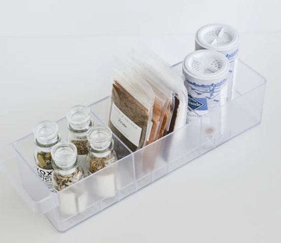 Storage box with dividers, Stackable, TOWER FRIDGE ORGANIZER , Yamazaki, Tranparent 