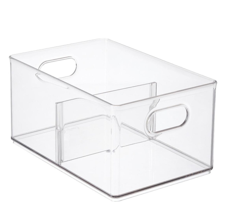 Box for the freezer, with divider, THE HOME EDIT FREEZER BIN, 20.3 x 30.5 x H15.2 cm, Transparent