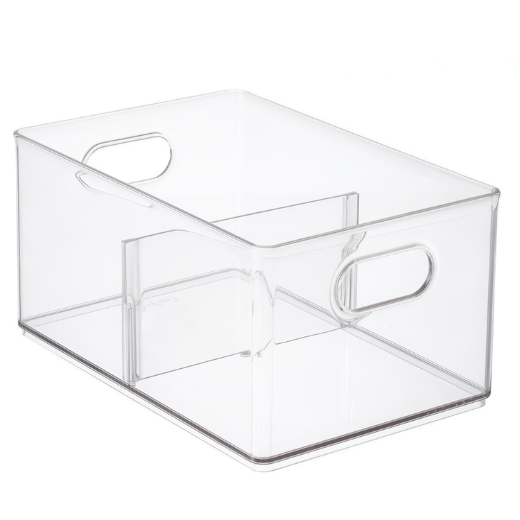 Box for the freezer, with divider, THE HOME EDIT FREEZER BIN, 20.3 x 30.5 x H15.2 cm, Transparent
