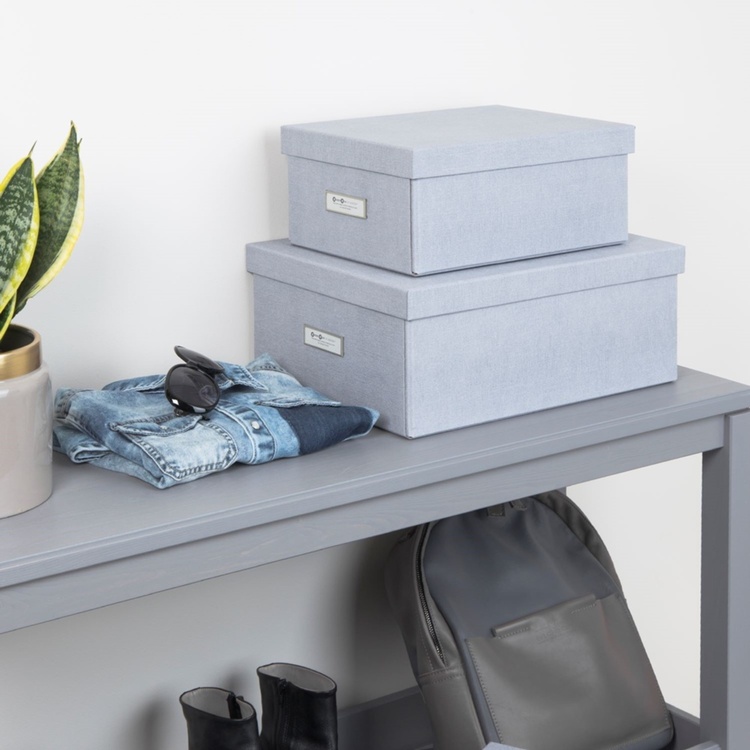 Box with label frame, BIGSO KARIN CANVAS, 31,5 x 22,5 x H 13,5 cm