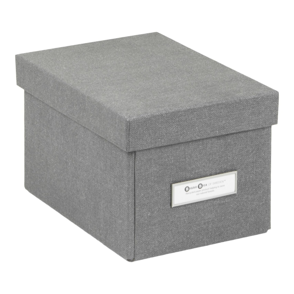 Box with label frame, BIGSO KITTY CANVAS, 22,5 x 16 x H 14 cm Grey