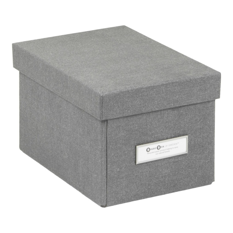 Box with label frame, BIGSO KITTY CANVAS, 22,5 x 16 x H 14 cm Grey