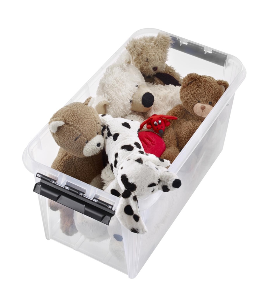 Storage Box with Wheels, SMARTSTORE 70L, CLASSIC, XXL, 72 x 40 x H 38 cm, Transparent / Black