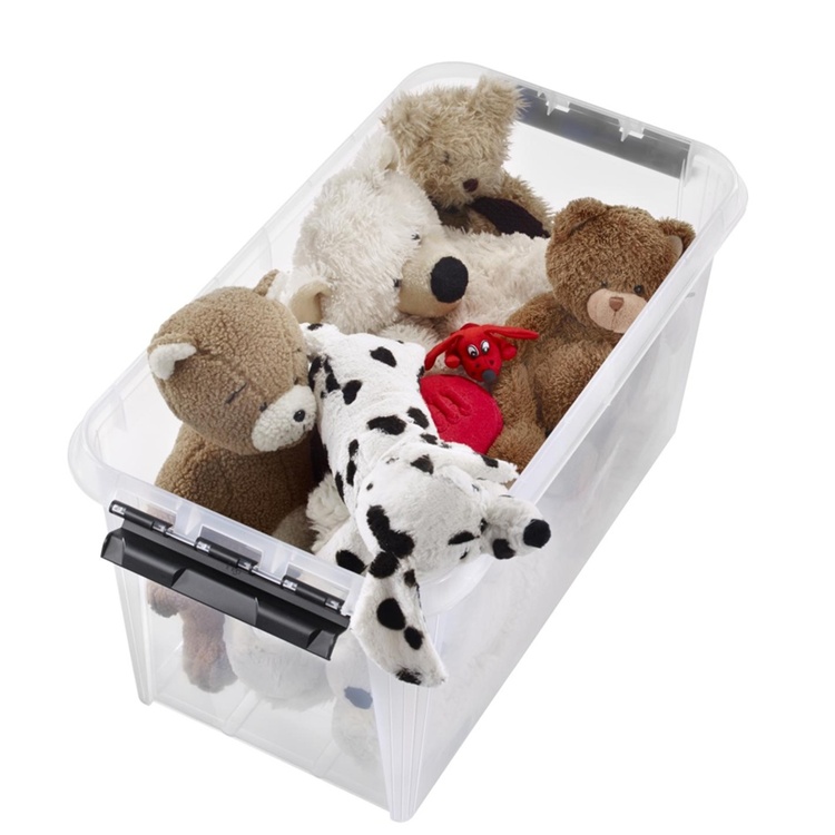 Storage Box with Wheels, SMARTSTORE 70L, CLASSIC, XXL, 72 x 40 x H 38 cm, Transparent / Black