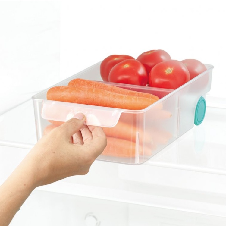Storage box with wheels, JOSEPH JOSEPH LARGE COMPACT STORAGE BIN, 17,4 x 30,8 x H 8,5 cm, Transparent