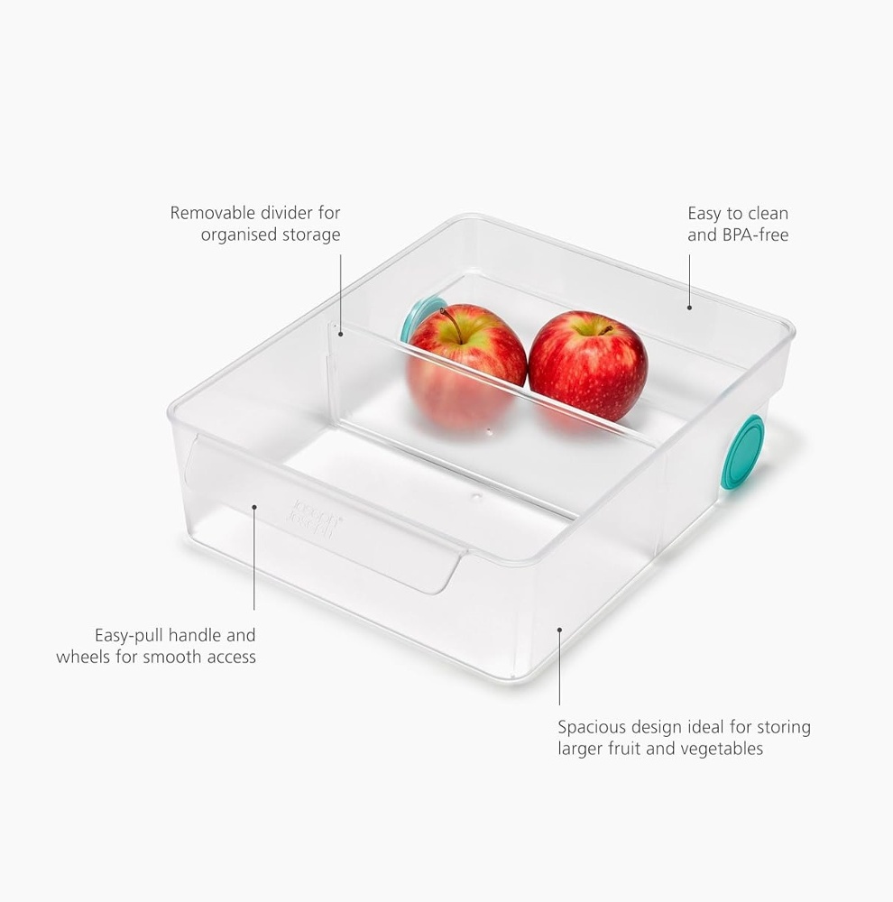 Storage box with wheels, JOSEPH JOSEPH XL COMPACT STORAGE BIN, 23,5 x 30,8 x H 8,5 cm, Transparent