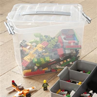 Box with insert and handle, 9L, Q-LINE MULTIBOX, 30,7 x 20 x H 22,3 cm, Clear / Silver Grey