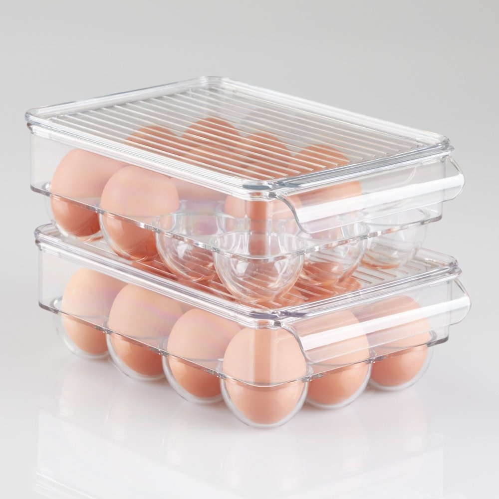 Bin with lid for 12 Eggs, PULLZ SMALL EGG BIN, 22 x 16 x H 8 cm, Transparent