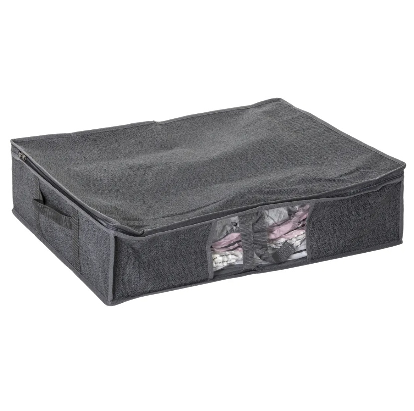 Box with vacuum bag, SMALL AIR STORE UNDER BED, 60 x 45 x H 15 cm, Grey