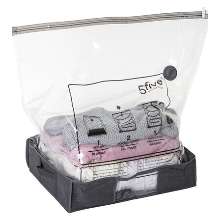 Box with vacuum bag, SMALL AIR STORE UNDER BED, 60 x 45 x H 15 cm, Grey