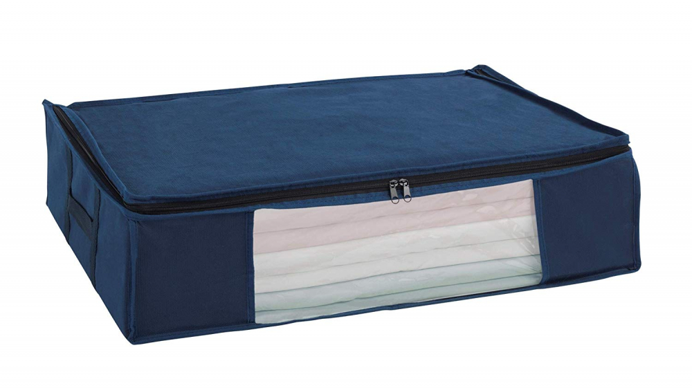 Box with vacuum bag, SOFT BOX AIR, MEDIUM, 65 x 50 x H15 cm, blue 