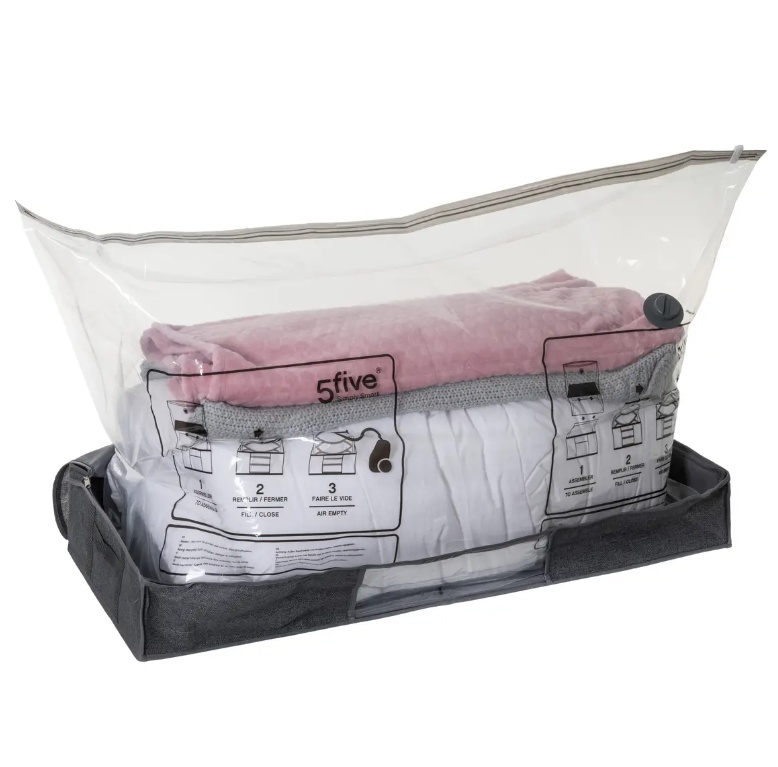 Box with vacuum bag, under-bed, AIR STORE UNDER BED, 100 x 45 x H 15 cm, Grey