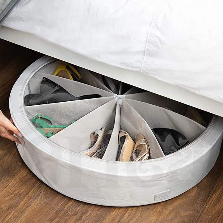 Under bed storage, Steel Frame, SHOE WHEEL, Ø 74 H 15,5 cm, , Grey