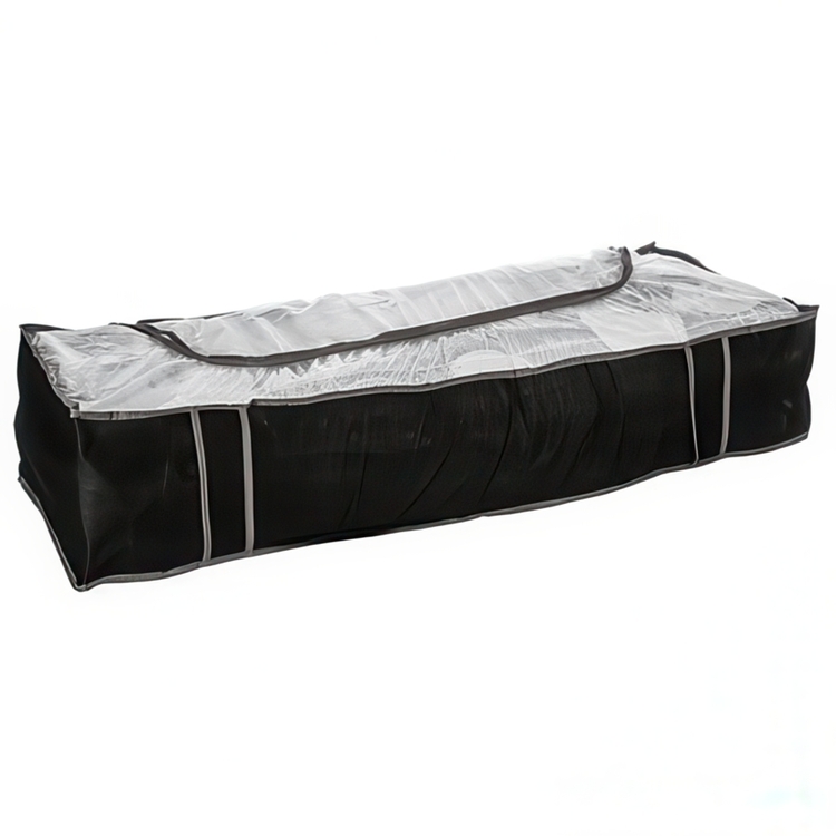 Under bed storage, Soft, DRESSY LARGE, 100 x 45 x H 20 cm, Black / Clear