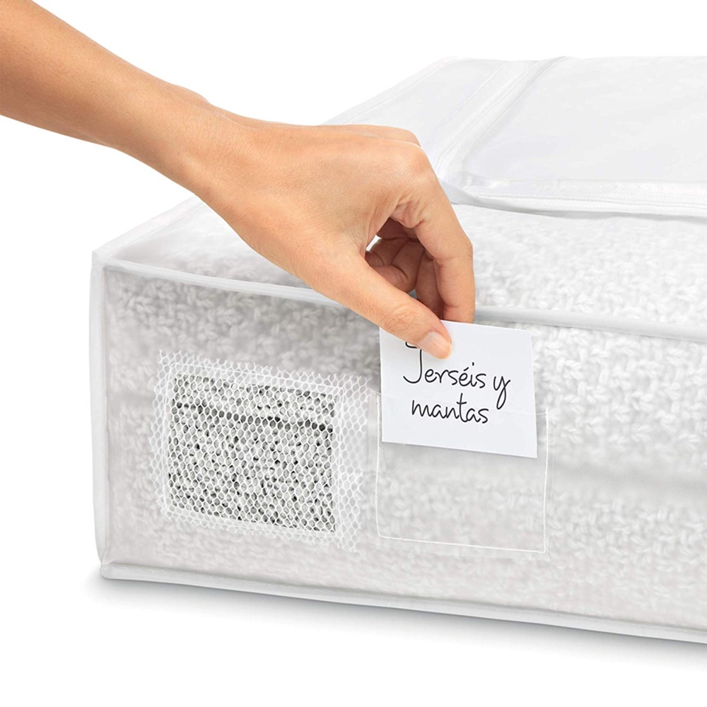 Box under-bed storage, Soft, MILKY WHITE, 45 x 103 x H16 cm, Transparent White