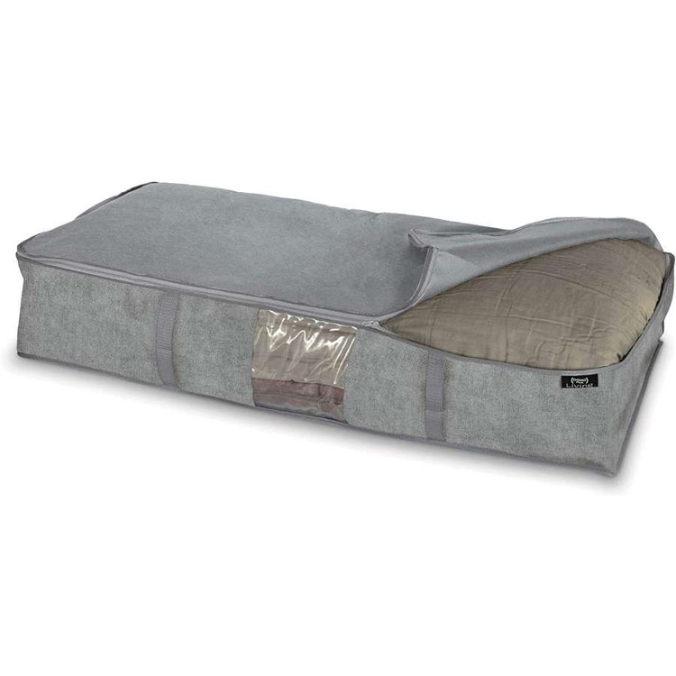 Box under-bed storage, soft, STONE GREY, 95 x 45 x H18 cm, Grey