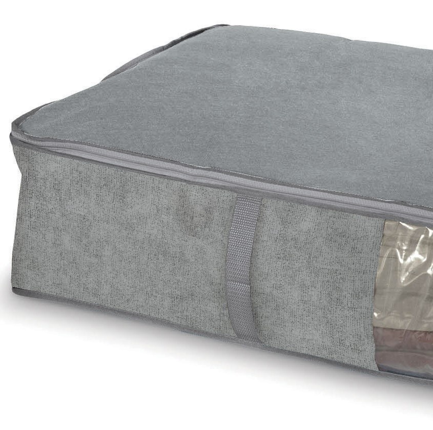 Box under-bed storage, soft, STONE GREY, 95 x 45 x H18 cm, Grey