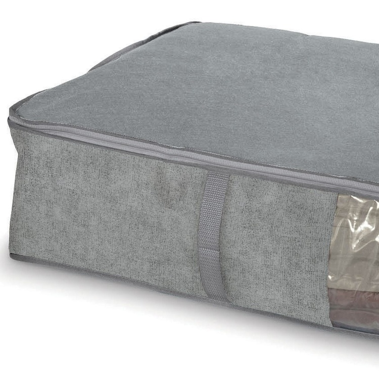 Box under-bed storage, soft, STONE GREY, 95 x 45 x H18 cm, Grey