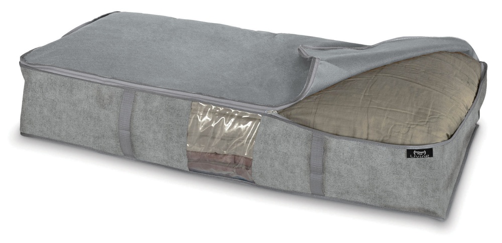Box under-bed storage, soft, STONE GREY, 95 x 45 x H18 cm, Grey
