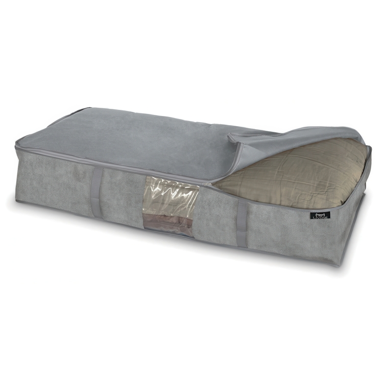 Box under-bed storage, soft, STONE GREY, 95 x 45 x H18 cm, Grey