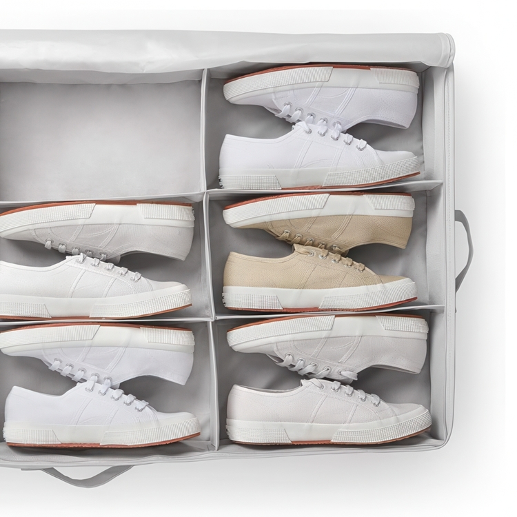 Box under-bed storage for shoes, RAYEN PREMIUM, 90 x 50 x H 10,5 cm, Light Grey