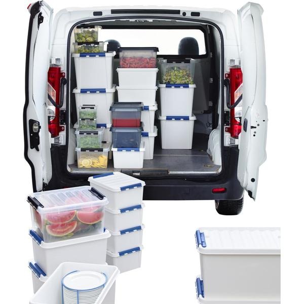 Storage Box, Extra durable, SMARTSTORE 31L PRO, 50 x 39 x H26 cm, White / Blue