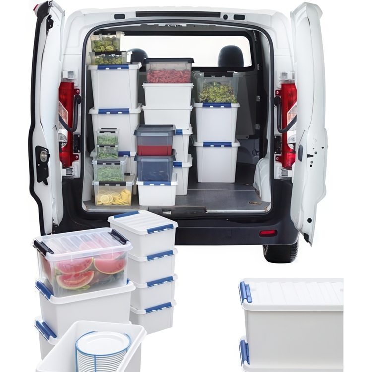 Storage Box, Extra durable, SMARTSTORE 31L PRO, 50 x 39 x H26 cm, White / Blue