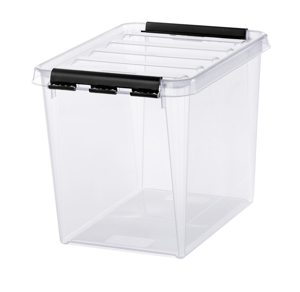 Storage Box, High, SMARTSTORE 13L, CLASSIC, 34 x 25 x H27 cm, Clear / Black
