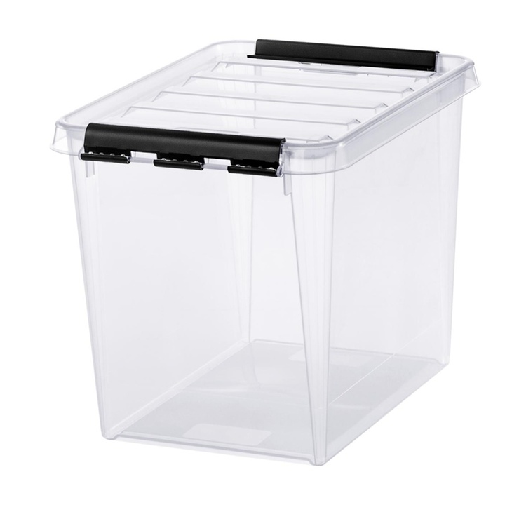 Storage Box, High, SMARTSTORE 13L, CLASSIC, 34 x 25 x H27 cm, Clear / Black