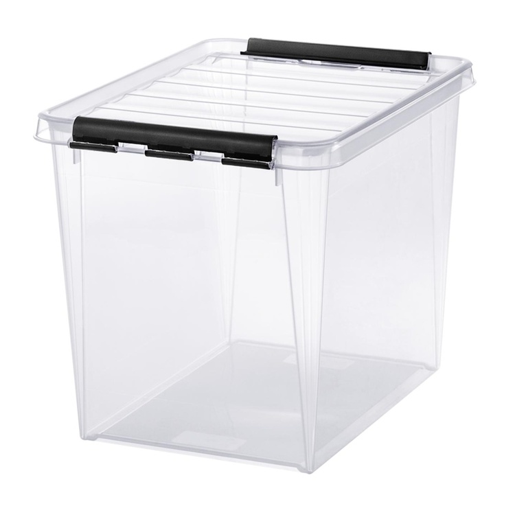 Storage Box, High, SMARTSTORE 25L. CLASSIC, 40 x 30 x H32 cm, Clear / Black