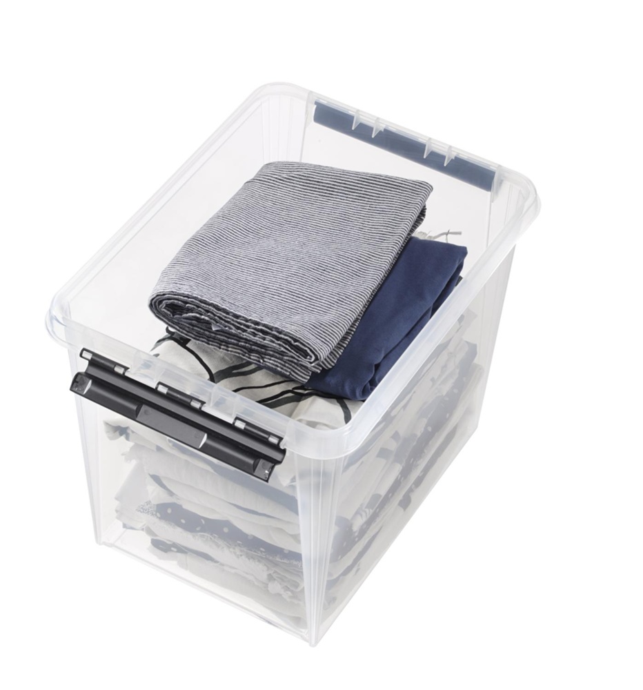 Storage Box, High, SMARTSTORE 25L. CLASSIC, 40 x 30 x H32 cm, Clear / Black