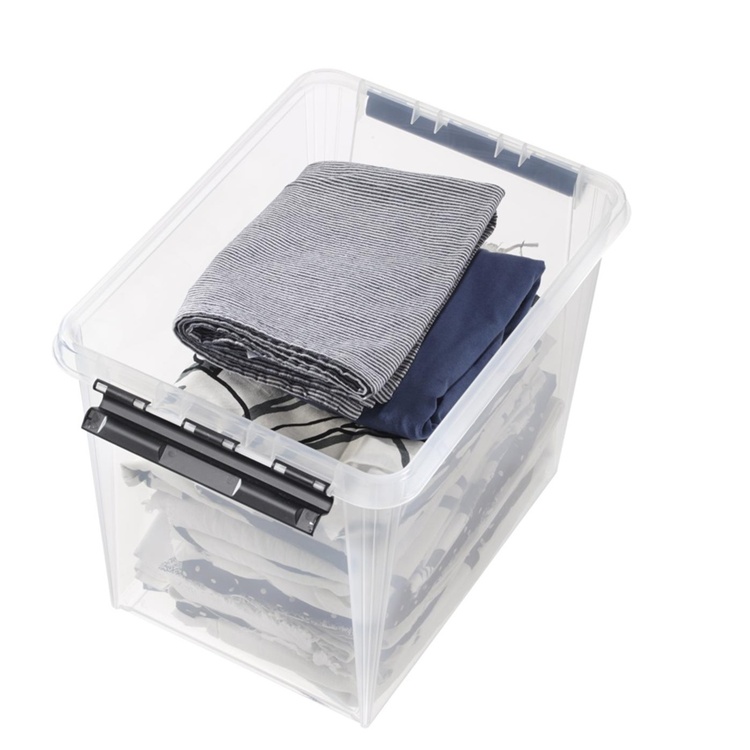 Storage Box, High, SMARTSTORE 25L. CLASSIC, 40 x 30 x H32 cm, Clear / Black