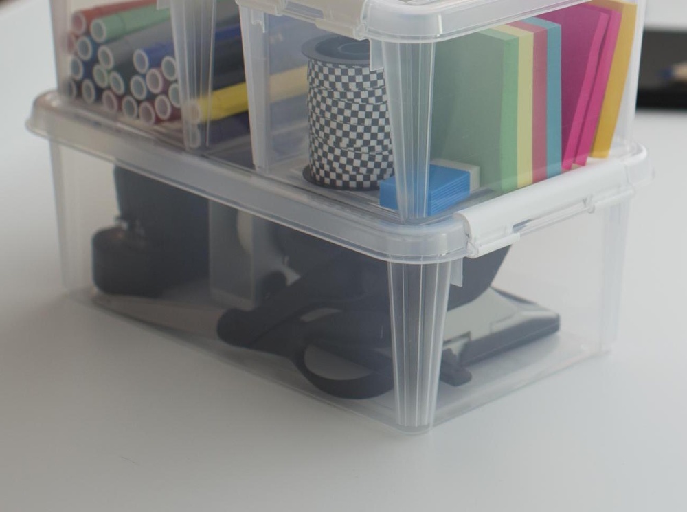 Box, Small, SMARTSTORE 5 HOME, 30 x 19 x H11cm, Clear / White