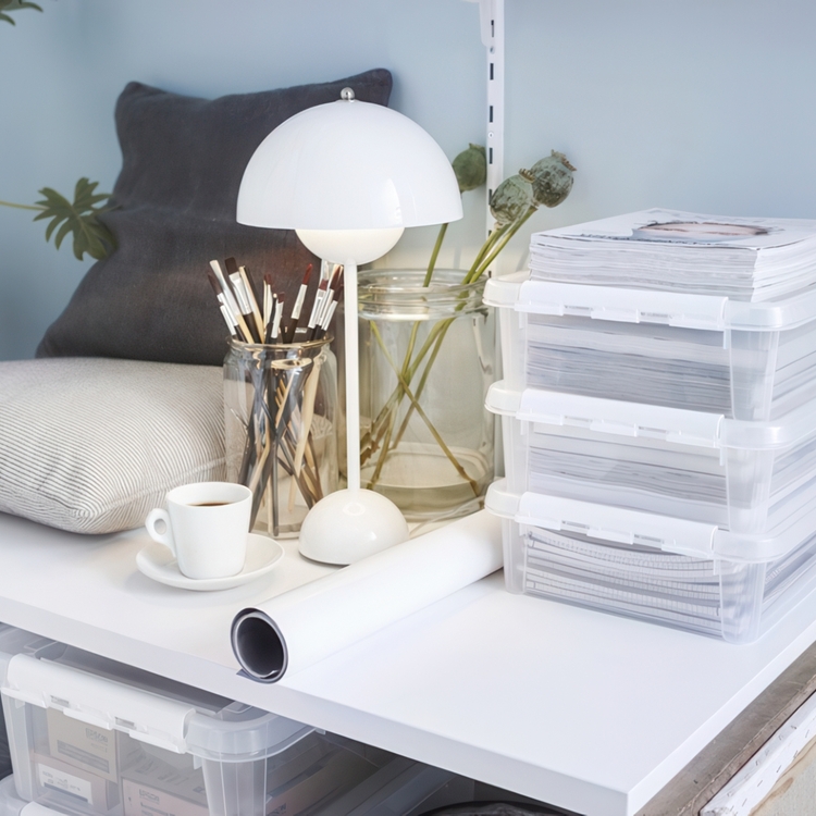 Storage Box, SMARTSTORE 7,4L HOME, 40 x 30 x H11 cm, Clear / White
