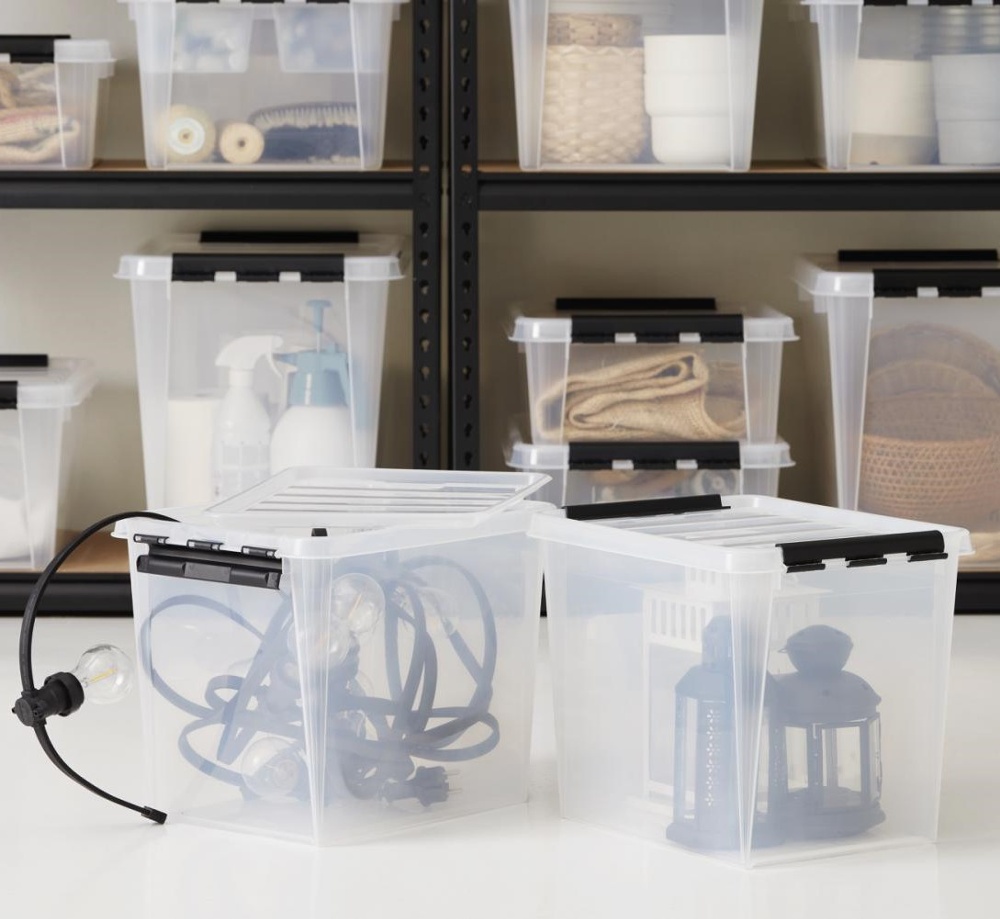 Storage Box, SMARTSTORE 6 L, CLASSIC XL, 59 x 39 x H 43 cm, Transparent / Black