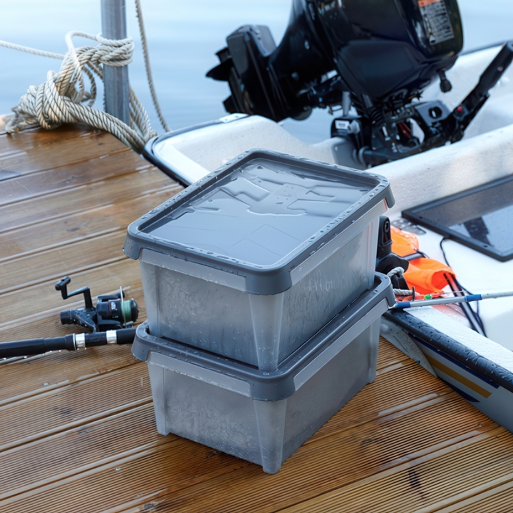 Storage Box, Waterproof, SMARTSTORE 34L DRY, 50 x 40 x H 27 cm, Grey