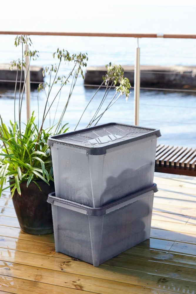 Storage Box, Waterproof, SMARTSTORE 34L DRY, 50 x 40 x H 27 cm, Grey