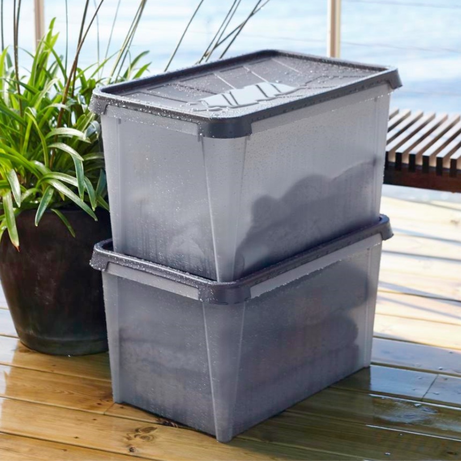 Storage Box, Waterproof, SMARTSTORE 55L DRY, 60 x 40 x H 35 cm, Grey