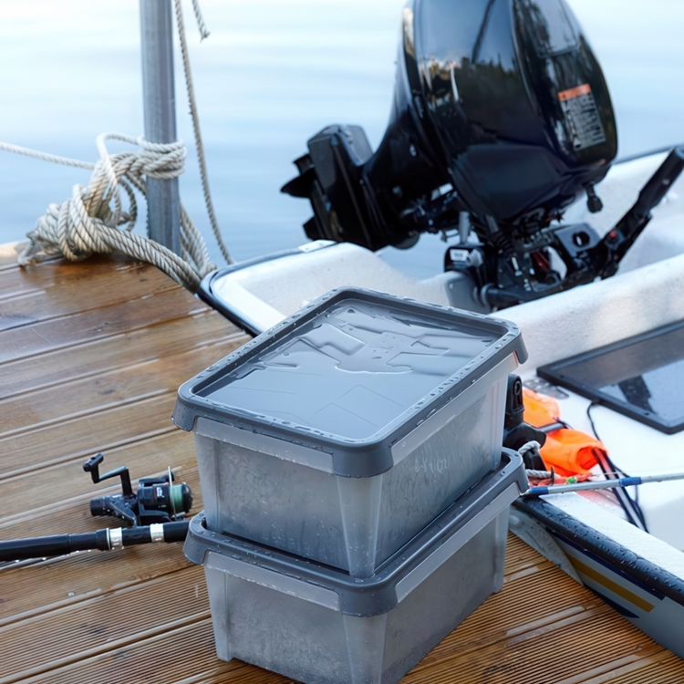 Storage Box, Waterproof, SMARTSTORE 55L DRY, 60 x 40 x H 35 cm, Grey