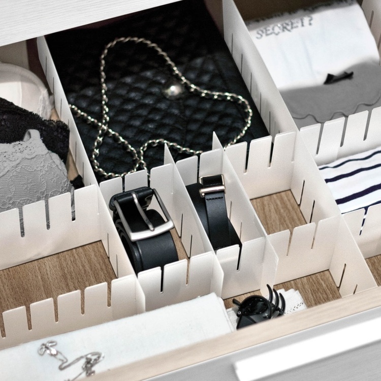 Drawer divider, Set of 8, DIVIDER ORGANIZER, 40 x H 8 cm, White