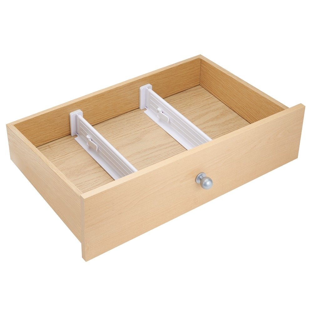 Adjustable drawer dividers, Low, Set of 2, LOCKS IN PLACE, 35 - 53 x H 6 cm, White