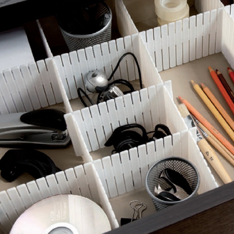Drawer dividers, Set of 6, FREE DRAWER ORGANISER, 44 x H 10 cm. White