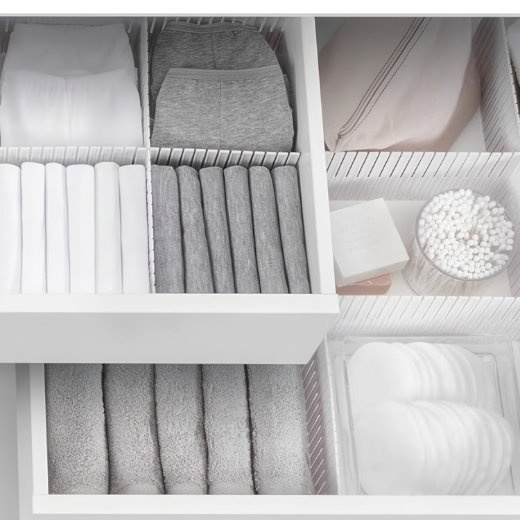 Drawer dividers, Set of 5, DIVISOR DE CAJONES, 49,5 x H10 cm. White