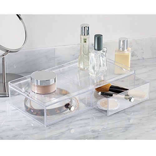 Two drawer box storage, ID CLARITY WIDE VANITY DRAWER, 33 x 16,5 x H 7,6 cm, Clear