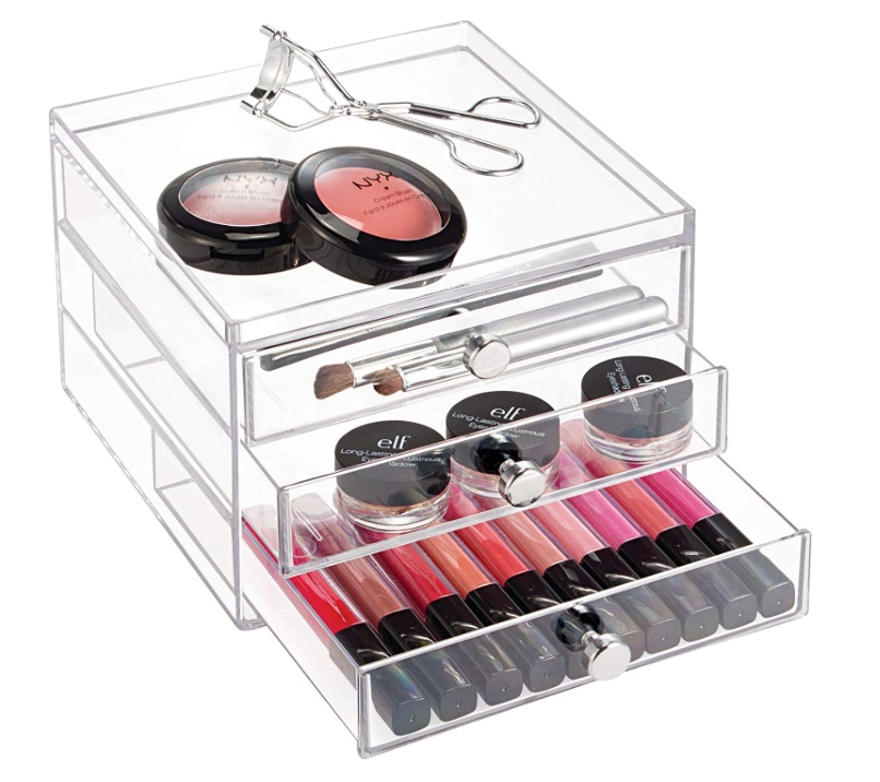 Three drawer box storage, ID CLARITY SLIM VANITY DRAWER, 16,5 x 16,5 x H 12,5 cm, Clear