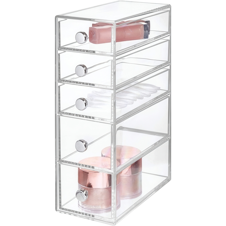 Five drawer box storage, ID CLARITY TOWER DRAWER, 8,5 x 16,5 x H 25 cm, Clear