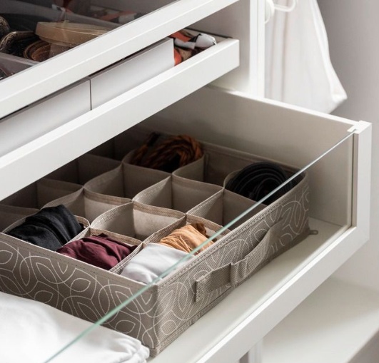 Drawer Organizer 16 compartments, BALANCE, 31 x 31 x H8,5 cm, Beige