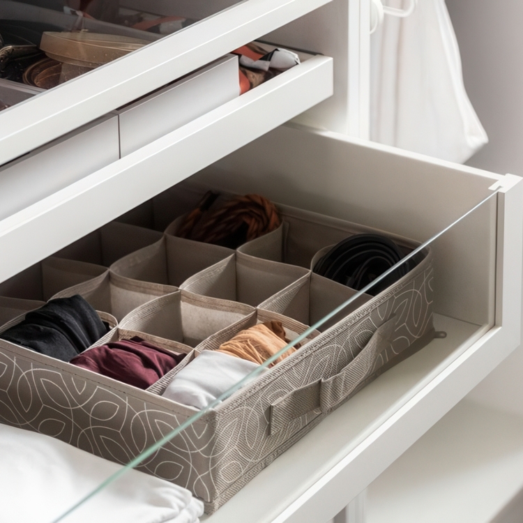 Drawer Organizer 16 compartments, BALANCE, 31 x 31 x H8,5 cm, Beige